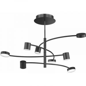 Wofi Plafonnier, 8 flammes, lampes, plafonniers, plafonnier, noir, salon, métal verre, led 44W 2250Lm 3000K, LxlxH 100x100x54cm 11777