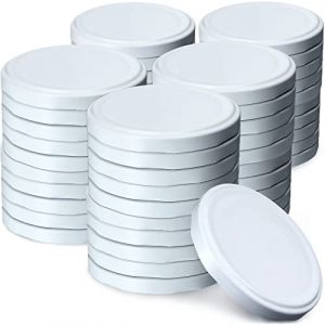 Lot de 50 couvercles à vis fi89 mm en métal To89 pour bocaux de 1700 ml, couvercles torsadés avec 6 dents à clipser, couvercles (blanc), (K4883)