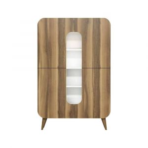 Dmora - Buffet Dgaudenz, Buffet du salon, Commode de salon, Garde-manger de cuisine, 93x32h144 cm, Noyer et Blanc