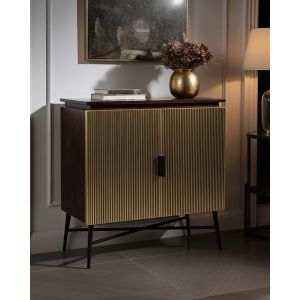 Uniqka - Moon - Petit buffet 2 portes finition laiton vieilli 74 cm