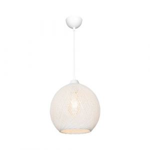 Suspension Lisburn corde de jute hauteur 65 cm E27 blanc [lux.pro]