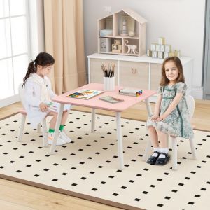 GOPLUS Ensemble de Table et 2 Chaises en Lapin Mignon pour Enfants 3-6 Ans-Dossier Ergonomique-pour Manger/Dessiner/&Eacute;tudier Rose