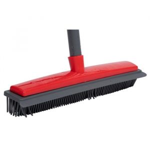 Dirt devil Balai en Caoutchouc - Balai en Poils d'animaux - en Caoutchouc - avec Manche - 120 cm - Gris/Rouge