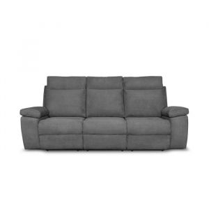 Loungitude Canapé de relaxation électrique 3 places en tissu HOUDA - Gris clair