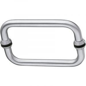 Amig - Jeu de poignées en verre Mod.4 en acier inoxydable 18/8 | Poignée ou poignée pour porte battante ou coulissante épaisseur 10 – 45 mm | Dimensions : poignée : 19 x 150 mm, rosace A : Ø30 mm