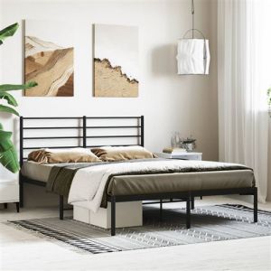 VidaXL Cadre de lit métal avec tête de lit noir 120x200 cm