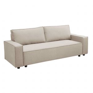 Oviala Canapé convertible en tissu 3 places beige