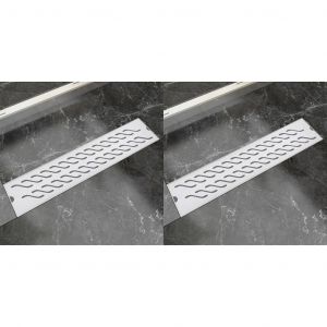 Image de VidaXL Drain de douche linéaire 2pcs Vague 530x140 mm Acier inoxydable