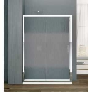 Image de Novellini Porte coulissante Zephyros 2P 170 cm, verre Sérigraphié, profilés chromés