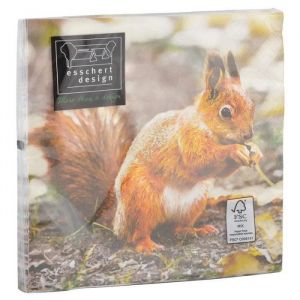 Esschert design Serviette en papier de soie avec motifs (Lot de 20) Rouge gorge et &eacute;cureuil