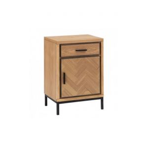 Image de Ixia Petite table bois de frêne/métal 1 tiroir 1 porte MESA