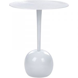 Image de Beliani Table d'Appoint Blanche en Aluminium à Socle en Boule Pied Fin et Plateau Rond Eucla