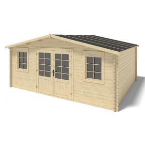 Image de Abri de jardin en bois - 21,42m2 - 5,10x4,20m - Ep. 34mm - Couleur: naturel - DOM746