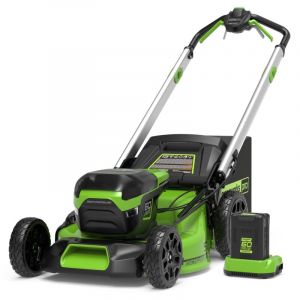 Image de Greenworks Tondeuse à Gazon sans balais Pro 60 V 51 cm - Autopropulsée - Hauteur de Coupe : 25-85 mm - Poignée Pliable - Rangement Vertical - avec Sac de 60 l