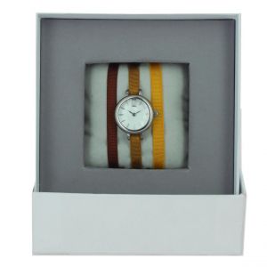 Montre femme Les Interchangeables Coffret Montre Ruban Satin Strech A56848 - Bracelet Tissu Jaune