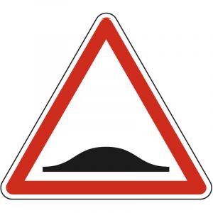 Signaletique.biz France - Panneau de signalisation danger - Ralentisseur type dos-d'âne - Triangulaire - Gamme Ecolign - Classe 1 - 500mm