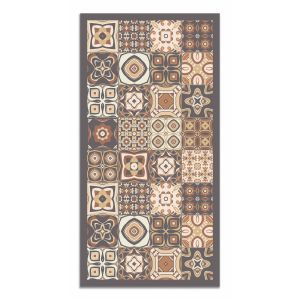 Tapis vinyle carreaux ciments marron 60x110cm
