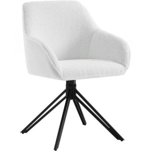 WOLTU 1x Chaise Salle à Manger Pivotante, Chaise Cuisine Scandinave, Pieds en Métal, Tissu Bouclette, Blanc W0ATT0181-1