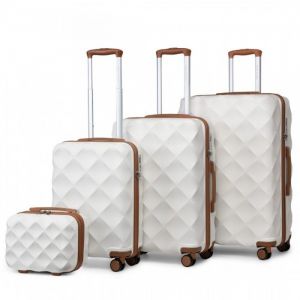 Set de 4 Valises de Voyage (13/20/24/28 Pouces) - Valise de Voyage avec Roulettes 4x360 Degr&eacute;s et Serrure TSA Beige et Marron