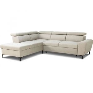 Canapé D'angle Convertible Réversible Avec Coffre - 5 Places - Kasimir - Tissu Beige - 258 X 79/98 X 219 Cm