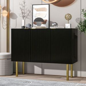 Buffet, meuble de rangement avec étagères réglables, pieds en métal, pour salle à manger/salon/cuisine, mdf, noir