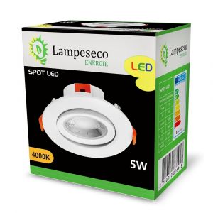 Lampesecoenergie Lot de 100 Spot led encastrable pour plafond 5W Blanc Neutre transformateur int&eacute;gr&eacute;