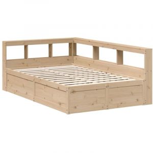 VidaXL Lit bibliothèque sans matelas 140x190 cm bois de pin massif