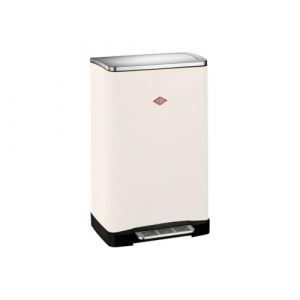 Wesco Poubelle Big Double Boy de couleur sable mat, t&ocirc;le d'acier rev&ecirc;tue par pulv&eacute;risation, deux inserts s&eacute;par&eacute;s de 18 litres en plastique, p&eacute;dale en acier inoxydable, fixation pour sacs poubelle