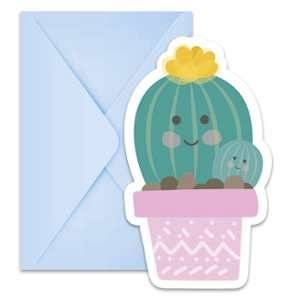Procos 6 invitations et 6 enveloppes Cactus