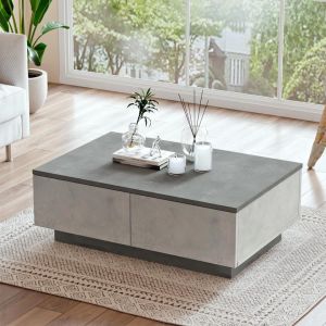 Table basse Lavita avec 2 portes Effet béton gris