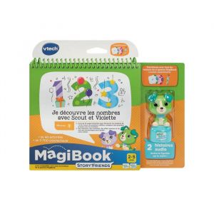 Vtech MAGIBOOK STORY''FRIENDS - JE D&Eacute;COUVRE LES NOMBRES AVEC SCOUT ET VIOLETTE + PERSONNAGE