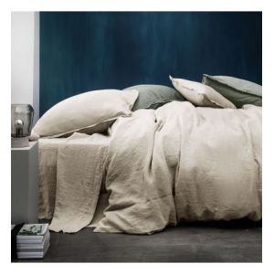 Blanc Cerise Housse de couette en lin lavé, REVE DE LIN Beige
