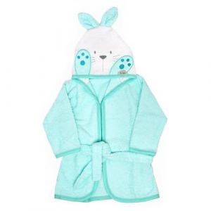 Ti TIN, PeigNoir de bain pour Enfant, Taille 3 à 9 mois, Sortie de bain Douce, Confortable et Absorbante - 90% coton, 10% polyester - Tissu Éponge - Motif Lapin - Couleur Bleu Turquoise
