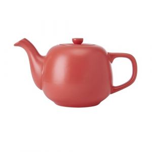 La Cafetière Théière classique traditionnelle avec poignée confortable et bec verseur anti-goutte, sert 2 tasses, pour sachets de thé, facile à nettoyer, passe au lave-vaisselle, 600 ml, rouge