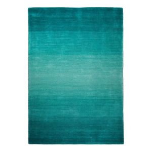 Theko Tapis dégradé de couleur en laine Turquoise 70x140