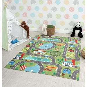 Tapis enfant - Happy Kids - Vert - 140x200 cm - Rectangle - Int&eacute;rieur- THE CARPET