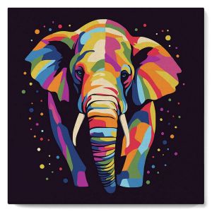 Mini peinture au numéro : Éléphant Abstrait Pop Art - toile tendue sur chassis