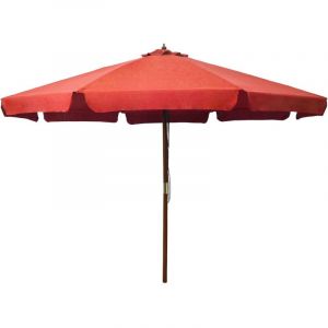 VidaXL Parasol avec mât en bois 330 cm Terre cuite