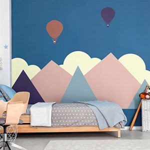 Stickers muraux Enfants - D&eacute;coration Chambre b&eacute;b&eacute; - Autocollant Sticker Mural g&eacute;ant Enfant Montagnes scandinaves Narvik - 70x95cm