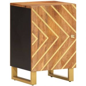 VidaXL Armoire bain marron et noir 38x33,5x58 cm bois massif manguier