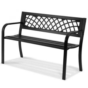 Banc De Jardin En M&eacute;tal Pour L'ext&eacute;rieur-Duoku-Capacit&eacute; 218 Kg-Avec Dossier Et Accoudoirs-Pour Patio, Parc, Cour, V&eacute;randa