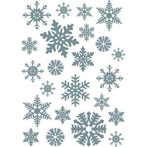 Plage Sticker électrostatique pour vitre, étoiles des neiges, flocons argentés pour noël, 21 cm x 29,7 cm - Gris / argent