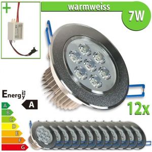 Ledvero 12x LED Spot encastrable 7W forme ronde blanc chaud.