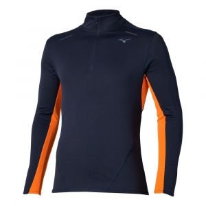 Mizuno Tech Thermal Charge Half Zip Maillot De Course Hommes - Bleu, Taille S