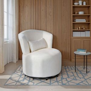 Fauteuil pivotant de salon ARNO, Blanc/ 73x71x67