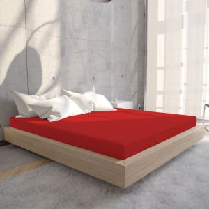 Home Care Drap housse uni simple jersey 135 gr/m&sup2; - 160/180 x 200 cm - rouge