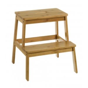 Wadiga Escabeau marchepied en bambou 2 marches H47cm
