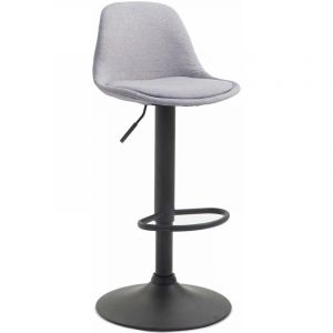 Image de CLP Tabouret de bar Kiel en tissu gris Métal noir mat