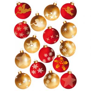 Plage Sticker électrostatique pour vitre, boules de noël à installer sur fenêtre, 21 cm x 29,7 cm - Multicouleur