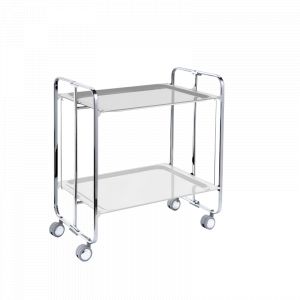 Don hierro Table roulante pliante bauhaus, 2plateaux, châssis chromé - Blanc